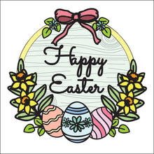 OL2783 - MDF Easter Egg Doodle Wreath with backing and your wording - Olifantjie - Wooden - MDF - Lasercut - Blank - Craft - Kit - Mixed Media - UK