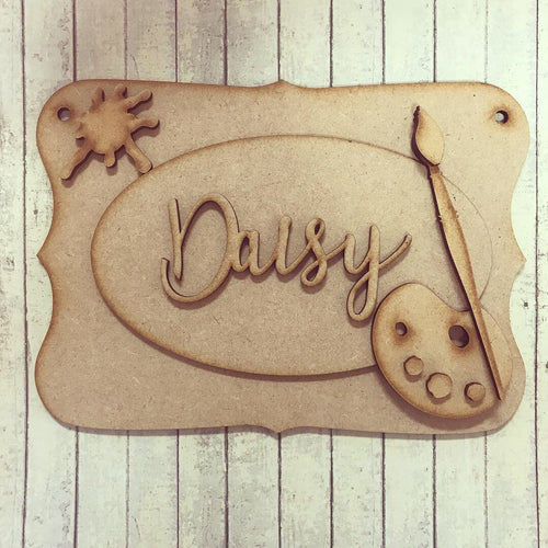 OP031 - MDF Artist Palette Craft Themed Personalised Plaque - Olifantjie - Wooden - MDF - Lasercut - Blank - Craft - Kit - Mixed Media - UK