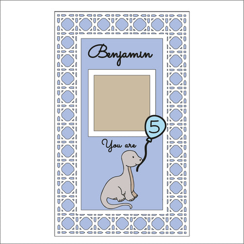 OL1542 - MDF Rectangle Rattan Doodle Dinosaur Birthday Personalised Photo frame Plaque ‘you are …) - Dino 2 - Olifantjie - Wooden - MDF - Lasercut - Blank - Craft - Kit - Mixed Media - UK