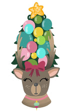 SJ473 - MDF Kitsch Large  Deer Bauble Tree Head Hanging - Olifantjie - Wooden - MDF - Lasercut - Blank - Craft - Kit - Mixed Media - UK