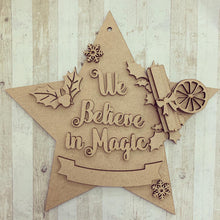 HS003 - MDF Hanging Star - We Believe in Magic - Choice of Star Shape - Olifantjie - Wooden - MDF - Lasercut - Blank - Craft - Kit - Mixed Media - UK