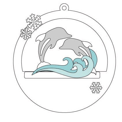 CH387   - MDF Christmas 3D layered bauble - Dolphin - Olifantjie - Wooden - MDF - Lasercut - Blank - Craft - Kit - Mixed Media - UK