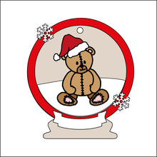 OL2522  - MDF Teddy bear 2 Christmas Bauble Snow Globe - Olifantjie - Wooden - MDF - Lasercut - Blank - Craft - Kit - Mixed Media - UK