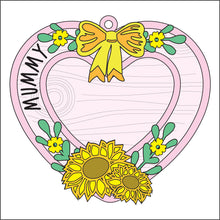 OL2810 - MDF Personalised Hanging Heart - Sunflowers - Olifantjie - Wooden - MDF - Lasercut - Blank - Craft - Kit - Mixed Media - UK