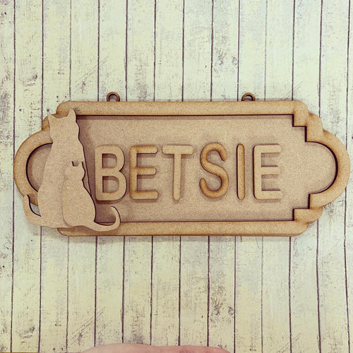 SS093 - MDF Cat Theme Personalised Street Sign - Small (6 letters) - Olifantjie - Wooden - MDF - Lasercut - Blank - Craft - Kit - Mixed Media - UK
