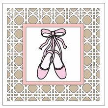 OL1612 - MDF Rattan effect square plaque - Ballet Doodles - Dance Ballet Shoes - Olifantjie - Wooden - MDF - Lasercut - Blank - Craft - Kit - Mixed Media - UK