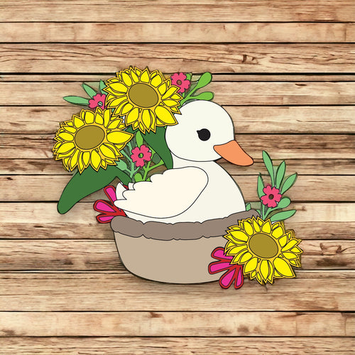 OL3118 - MDF Sunflower Duck Kit - Olifantjie - Wooden - MDF - Lasercut - Blank - Craft - Kit - Mixed Media - UK