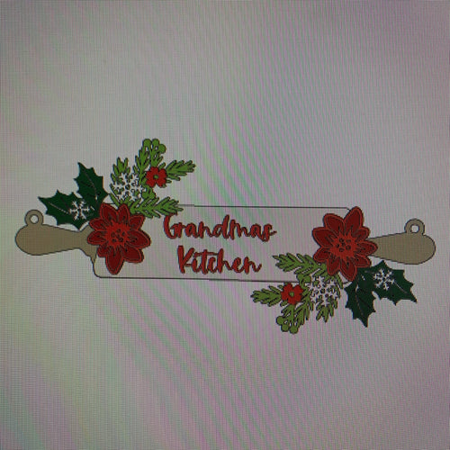 OL743 - MDF Personalised Floral Rolling Pin - Christmas - Olifantjie - Wooden - MDF - Lasercut - Blank - Craft - Kit - Mixed Media - UK