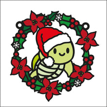 OL2733 - MDF Christmas Turtle doodle Holly Bauble - Olifantjie - Wooden - MDF - Lasercut - Blank - Craft - Kit - Mixed Media - UK