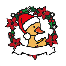 OL2724 - MDF Christmas Duck doodle Holly Bauble - Olifantjie - Wooden - MDF - Lasercut - Blank - Craft - Kit - Mixed Media - UK