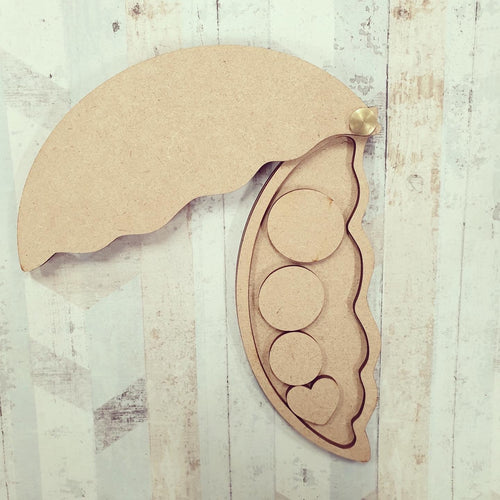 SJ429 - MDF Pea Pod Spinner - Olifantjie - Wooden - MDF - Lasercut - Blank - Craft - Kit - Mixed Media - UK