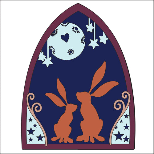 OL2863 - MDF Sarah Jane Layered Winter Hare Duo Flat Lay - Olifantjie - Wooden - MDF - Lasercut - Blank - Craft - Kit - Mixed Media - UK