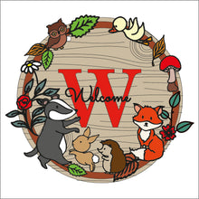 OL1517 - MDF Woodland animals doodle Large Personalised Wreath  Plaque - Olifantjie - Wooden - MDF - Lasercut - Blank - Craft - Kit - Mixed Media - UK