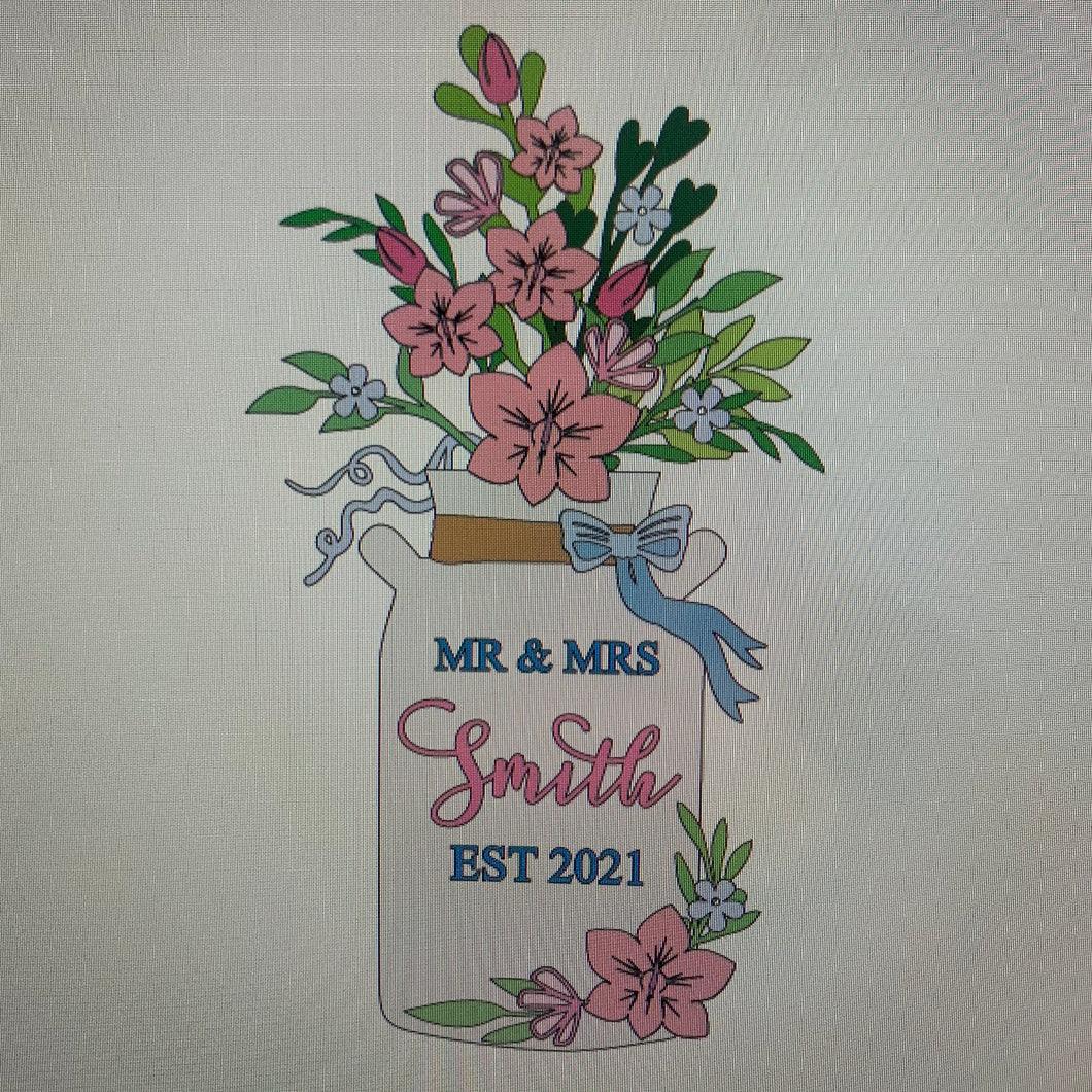 OL770 - MDF Personalised Wedding themed Large Floral Milk Churn - Orchids - Olifantjie - Wooden - MDF - Lasercut - Blank - Craft - Kit - Mixed Media - UK