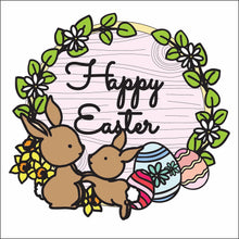 OL2784 - MDF Easter Egg Bunny Doodle Wreath with backing and your wording - Olifantjie - Wooden - MDF - Lasercut - Blank - Craft - Kit - Mixed Media - UK