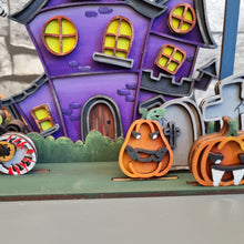 OL2095  - MDF Halloween Freestanding 3d Haunted House doodle kit unpainted! - Olifantjie - Wooden - MDF - Lasercut - Blank - Craft - Kit - Mixed Media - UK