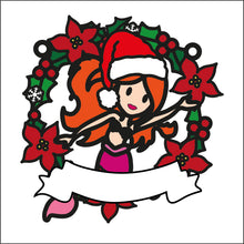 OL2732 - MDF Christmas Mermaid doodle Holly Bauble - Olifantjie - Wooden - MDF - Lasercut - Blank - Craft - Kit - Mixed Media - UK