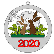 CH372 - MDF Christmas 3D layered bauble - Hares - Olifantjie - Wooden - MDF - Lasercut - Blank - Craft - Kit - Mixed Media - UK