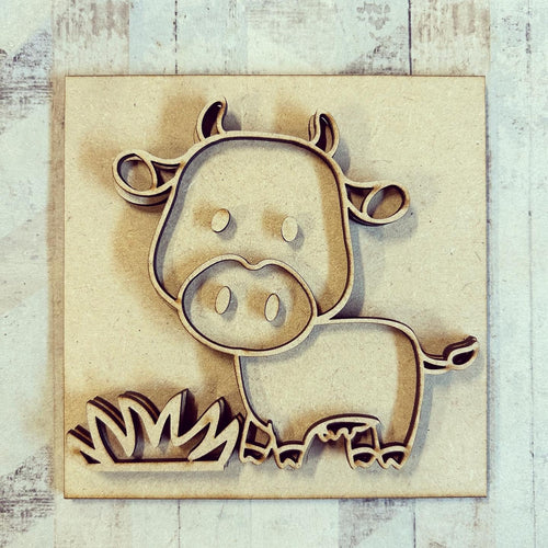 OL3085 - MDF Ladder Insert Tile -  Cow 1 - Olifantjie - Wooden - MDF - Lasercut - Blank - Craft - Kit - Mixed Media - UK