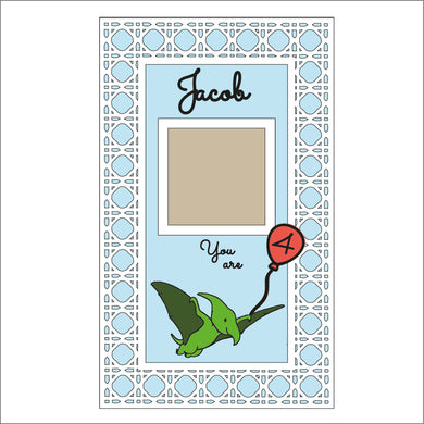 OL1541 - MDF Rectangle Rattan Doodle Dinosaur Birthday Personalised Photo frame Plaque ‘you are …) - Dino 1 - Olifantjie - Wooden - MDF - Lasercut - Blank - Craft - Kit - Mixed Media - UK