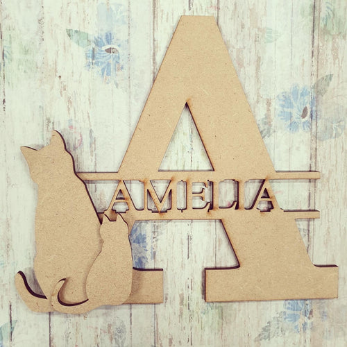 FL023 - Cat MDF Personalised Split Letter - Olifantjie - Wooden - MDF - Lasercut - Blank - Craft - Kit - Mixed Media - UK