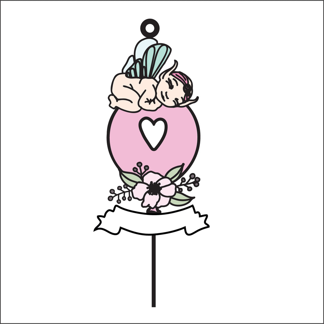 OL2782 - MDF Hanging Fairy Baby Doodle Balloon Hanging - Floral style 1 - Olifantjie - Wooden - MDF - Lasercut - Blank - Craft - Kit - Mixed Media - UK