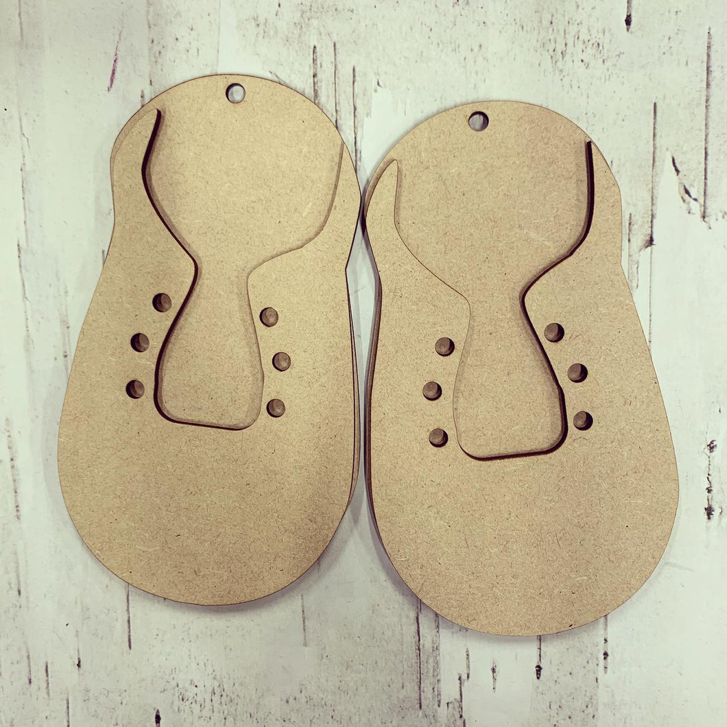 OL323 - MDF Double Layered Baby Individual Booties /Shoes with optional hanging holes - Olifantjie - Wooden - MDF - Lasercut - Blank - Craft - Kit - Mixed Media - UK