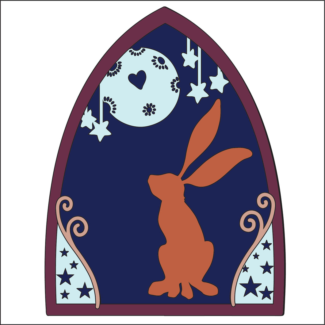 OL2864 - MDF Sarah Jane Layered Winter Hare Flat Lay - Olifantjie - Wooden - MDF - Lasercut - Blank - Craft - Kit - Mixed Media - UK