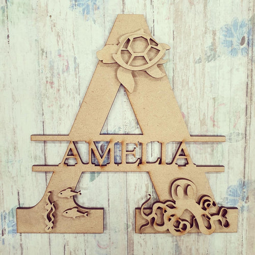 FL022 - Under the Sea MDF Personalised Split Letter - Olifantjie - Wooden - MDF - Lasercut - Blank - Craft - Kit - Mixed Media - UK