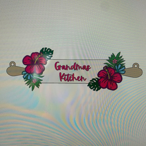 Sale OL753 - MDF Personalised Floral Rolling Pin - Tropical - Olifantjie - Wooden - MDF - Lasercut - Blank - Craft - Kit - Mixed Media - UK