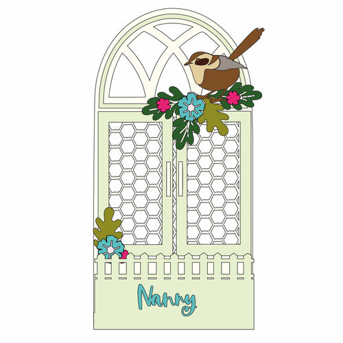 OL1342 - MDF Wren personalised  window box - Olifantjie - Wooden - MDF - Lasercut - Blank - Craft - Kit - Mixed Media - UK