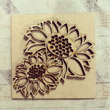 OL3139 - MDF Ladder Insert Tile - Sunflowers - Olifantjie - Wooden - MDF - Lasercut - Blank - Craft - Kit - Mixed Media - UK