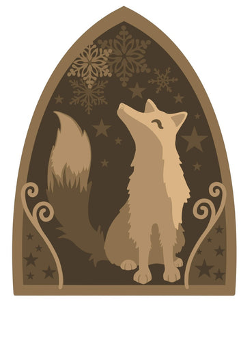 SJ504 - MDF Sarah Jane Layered Artic Fox Flat Lay - Olifantjie - Wooden - MDF - Lasercut - Blank - Craft - Kit - Mixed Media - UK