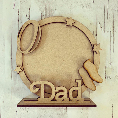 CF035 - MDF Rugby Themed Personalised Freestanding Circular Photo Frame - Olifantjie - Wooden - MDF - Lasercut - Blank - Craft - Kit - Mixed Media - UK