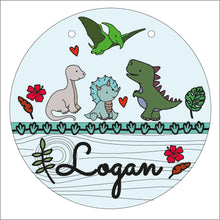 OL1546 - MDF Dinosaur doodle Circle Personalised Plaque - Olifantjie - Wooden - MDF - Lasercut - Blank - Craft - Kit - Mixed Media - UK