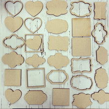 AO001 - Set of 15 Frames & Inners (total of 30 pieces) - Olifantjie - Wooden - MDF - Lasercut - Blank - Craft - Kit - Mixed Media - UK