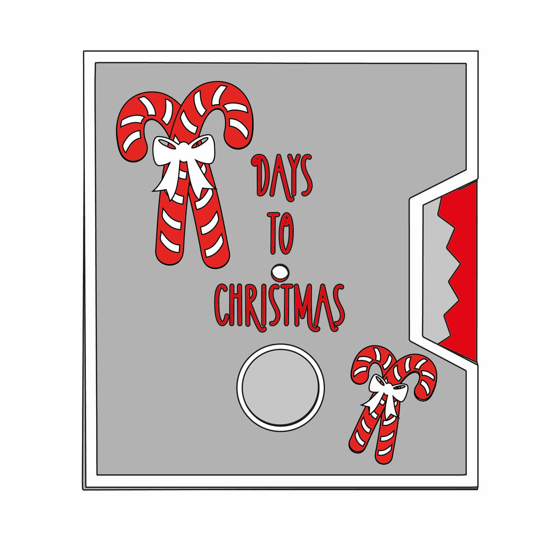 SJ421 - MDF Layered Spinner Plaque - ‘Candy Cane Days to Christmas’ - Olifantjie - Wooden - MDF - Lasercut - Blank - Craft - Kit - Mixed Media - UK