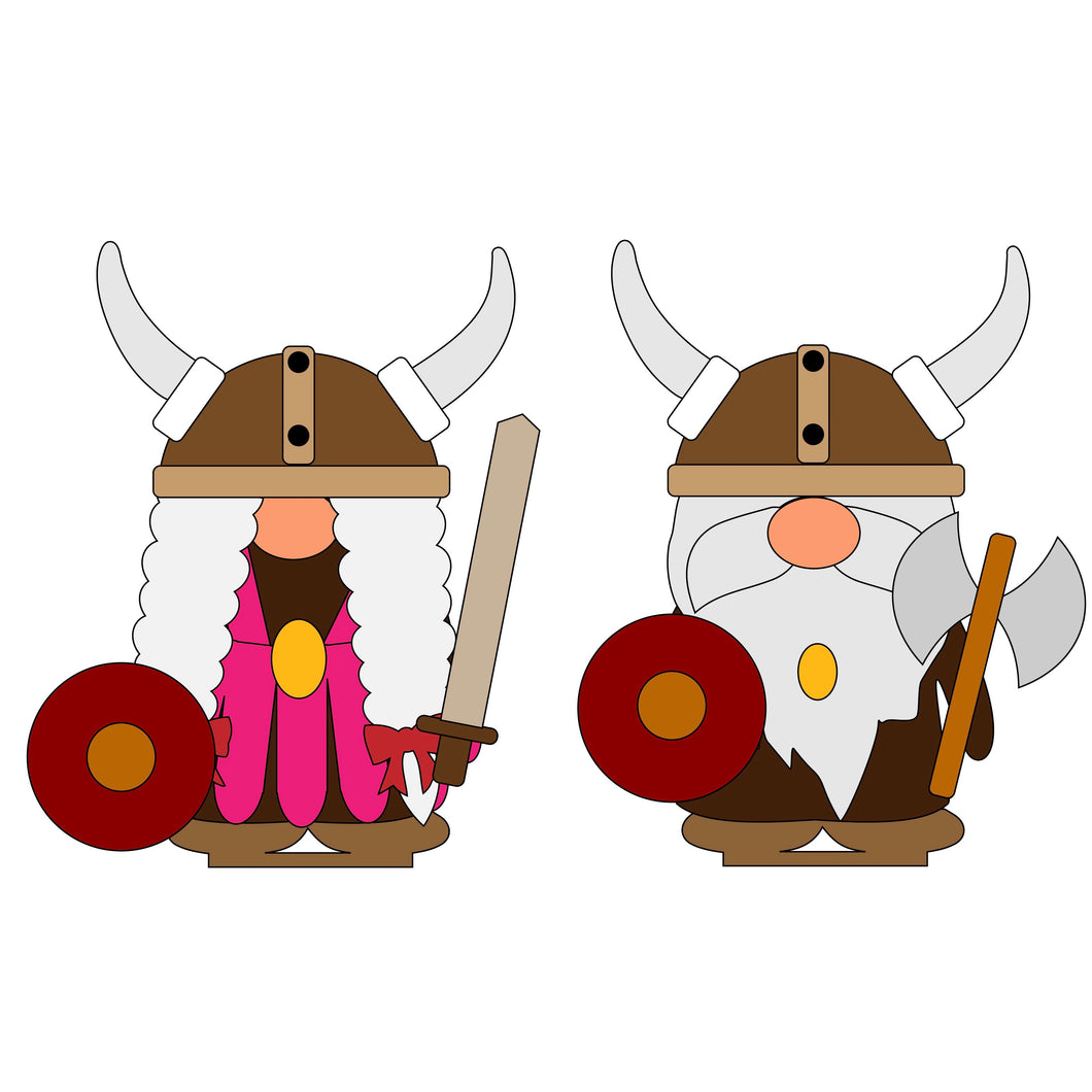 OL441 - 4 Freestanding Viking Gnomes - Olifantjie - Wooden - MDF - Lasercut - Blank - Craft - Kit - Mixed Media - UK