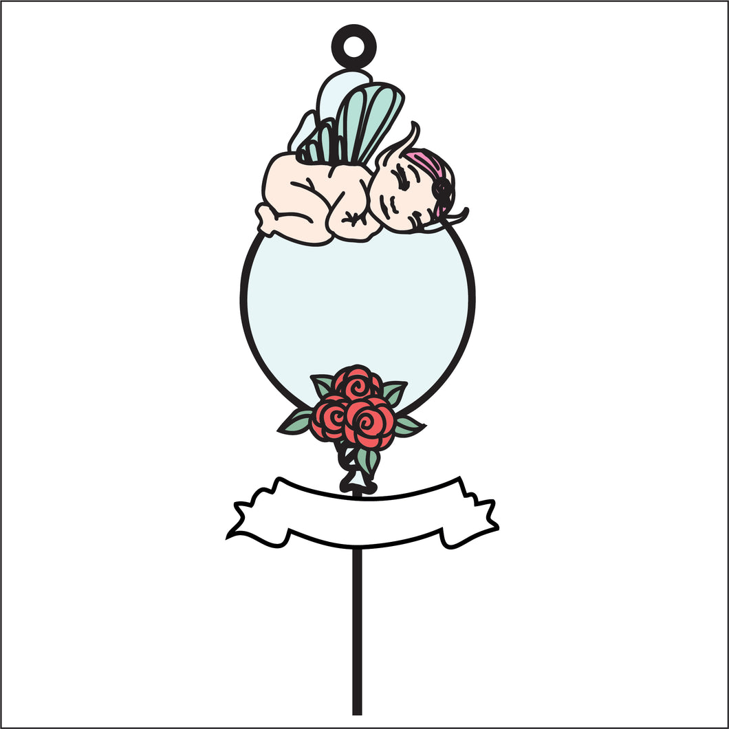 OL2779 - MDF Hanging Fairy Baby Doodle Balloon Hanging - Rose style 1 - Olifantjie - Wooden - MDF - Lasercut - Blank - Craft - Kit - Mixed Media - UK