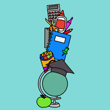 OL3110 - MDF doodle stacked School Theme - Olifantjie - Wooden - MDF - Lasercut - Blank - Craft - Kit - Mixed Media - UK