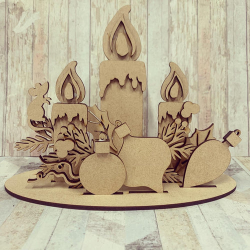 CH416 - MDF Christmas Kitsch 3d Candle Set - Olifantjie - Wooden - MDF - Lasercut - Blank - Craft - Kit - Mixed Media - UK