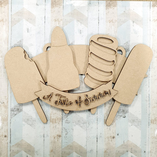 SJ430 - MDF ‘A Taste of Summer ’ Layered Plaque - Olifantjie - Wooden - MDF - Lasercut - Blank - Craft - Kit - Mixed Media - UK