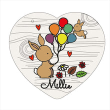 OL1524 - MDF Woodland Animals - Bunny Balloons doodle personalised Plaque - Olifantjie - Wooden - MDF - Lasercut - Blank - Craft - Kit - Mixed Media - UK