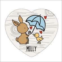 OL1476 - MDF Personalised Doddle Bunny and Duck Heart Layered Plaque - Olifantjie - Wooden - MDF - Lasercut - Blank - Craft - Kit - Mixed Media - UK