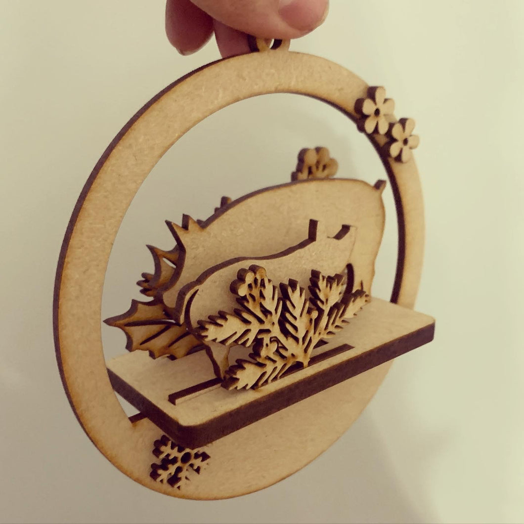 OL452 - MDF 3d layered bauble - Pigs - Olifantjie - Wooden - MDF - Lasercut - Blank - Craft - Kit - Mixed Media - UK