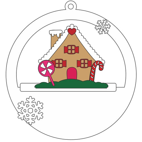 CH399 - MDF Christmas 3D layered bauble -  Gingerbread House - Olifantjie - Wooden - MDF - Lasercut - Blank - Craft - Kit - Mixed Media - UK