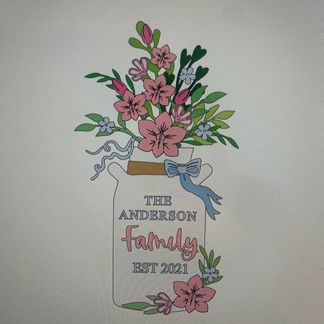 OL766 - MDF Personalised Family Large Floral Milk Churn - Orchid - Olifantjie - Wooden - MDF - Lasercut - Blank - Craft - Kit - Mixed Media - UK