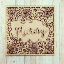 OL458 - MDF Square Personalised Floral Plaque - Olifantjie - Wooden - MDF - Lasercut - Blank - Craft - Kit - Mixed Media - UK