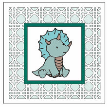 Ol1540 - MDF Rattan effect square plaque Doodle Dinosaur theme  - Style 4 - Olifantjie - Wooden - MDF - Lasercut - Blank - Craft - Kit - Mixed Media - UK