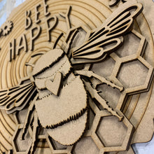 HC097 - MDF Layered ‘Bee Happy’  Plaque - Olifantjie - Wooden - MDF - Lasercut - Blank - Craft - Kit - Mixed Media - UK